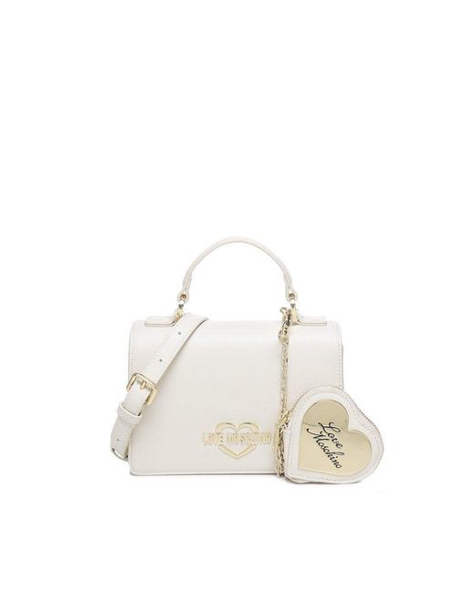 Love Moschino White Hollies Logo Tote Bag