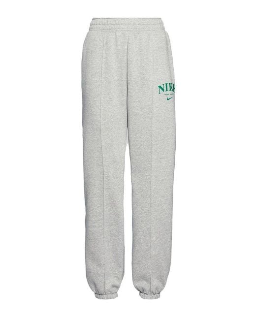 Nike Cotton Logoprinted Elasticated Waistband Baggy Joggers in Grey