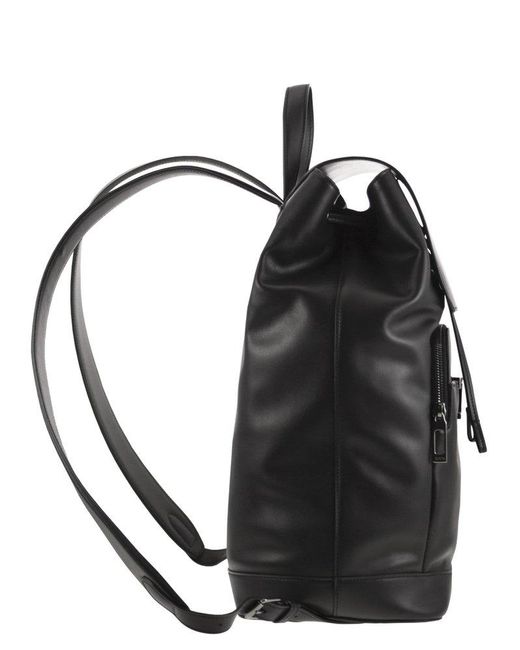 Tod's Black Medium T Timeless Logo Plaque Backpack for men