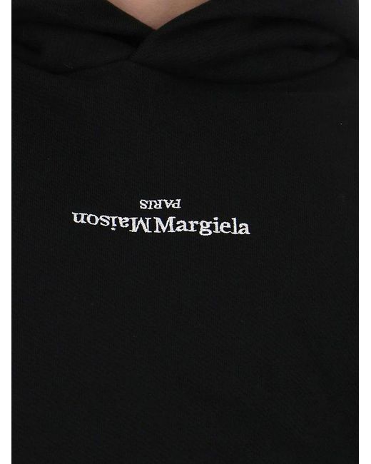 Maison Margiela Black Upside-down Logo Hoodie for men