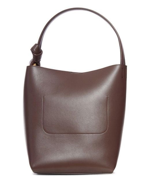 ショルダーバッグ・ポシェット Jw Anderson Black Leather Bucket Bag JW ANDERSON Corner Top-Handle Leather Bucket Bag in BLACK