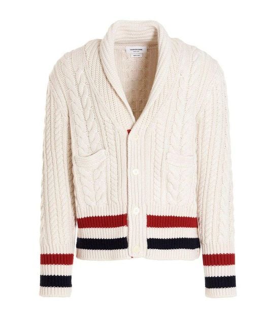 Thom Browne 4 Bar Cardigan in White for Men Lyst