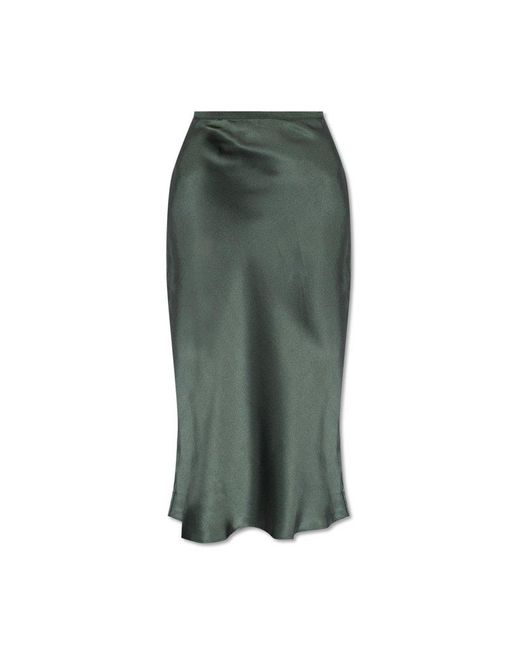 Anine Bing Bar Mid-rise Satin Skirt in Green | Lyst