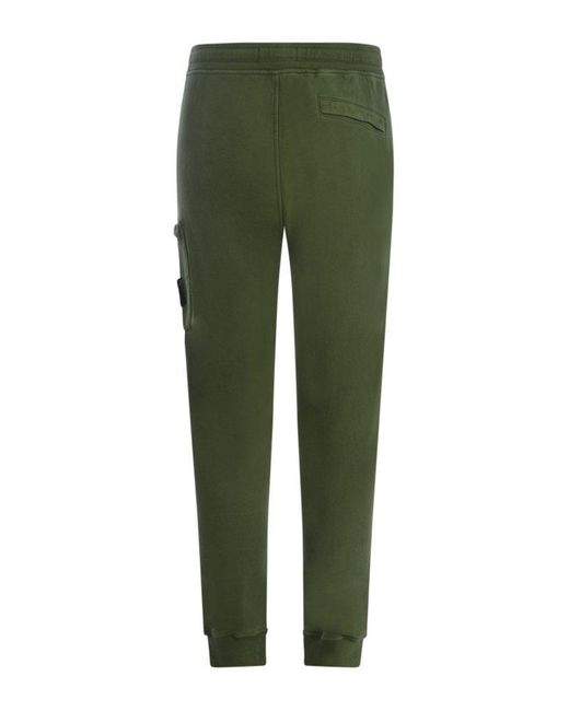 Stone Island Green Logo Patch Drawstring Track Trousers for men