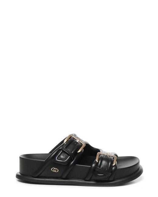 Liu Jo Black Bold Straps Slip-On Sandals