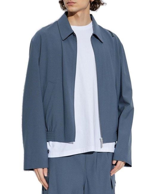 Marni Blue Logo Embroidered Jacket for men