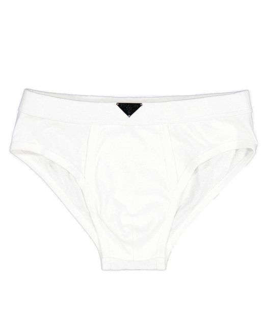 Prada White Triangle Logo Stretched Briefs for men