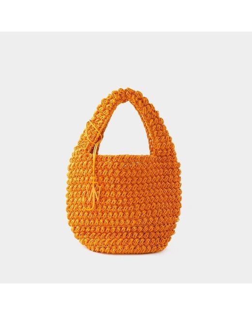 J.W. Anderson Orange Logo Charm Popcorn Large Basket Bag