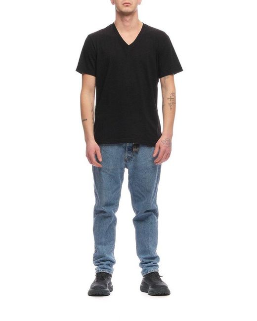 James Perse Black Short Sleeved V-neck T-shirt for men