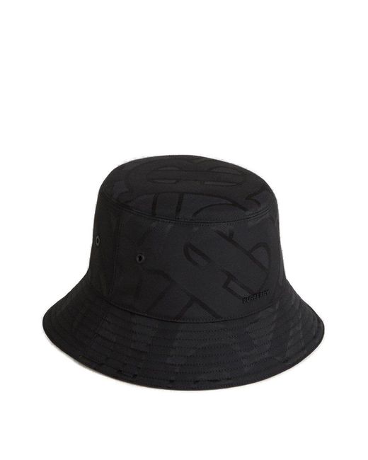 Burberry Monogram Bucket Hat in Black for Men