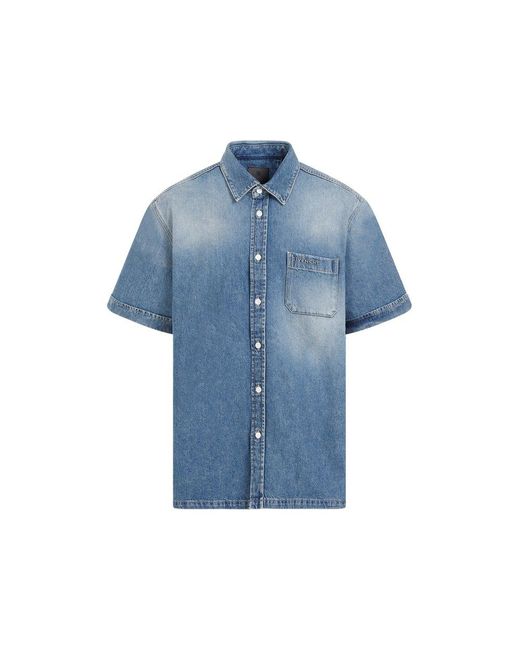Givenchy Blue Short Seeve Shirt With Pocket for men