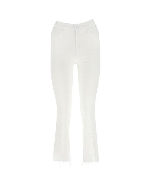 Mother Denim The Hustler Ankle Fray Bootcut Jeans in White | Lyst