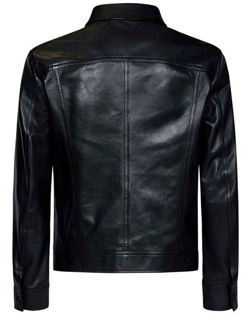 Tom Ford Black Unlined Grained-texture Leather Jacket for men
