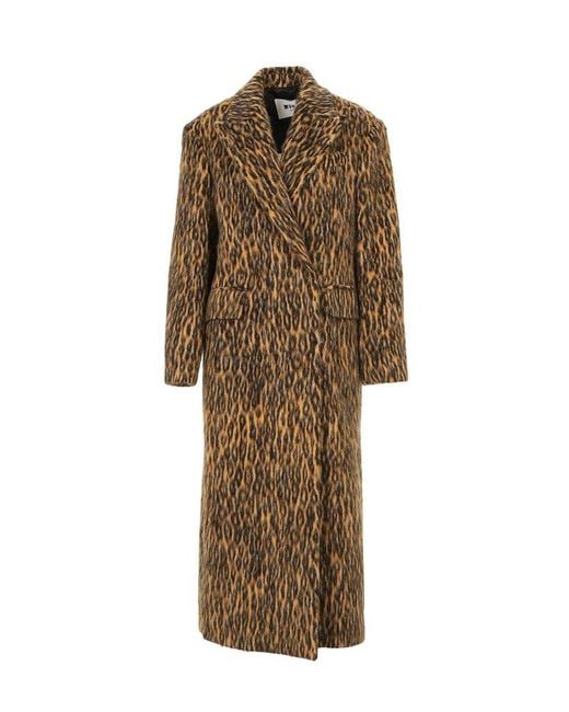 MSGM Natural Leopard Printed Oversized Coat