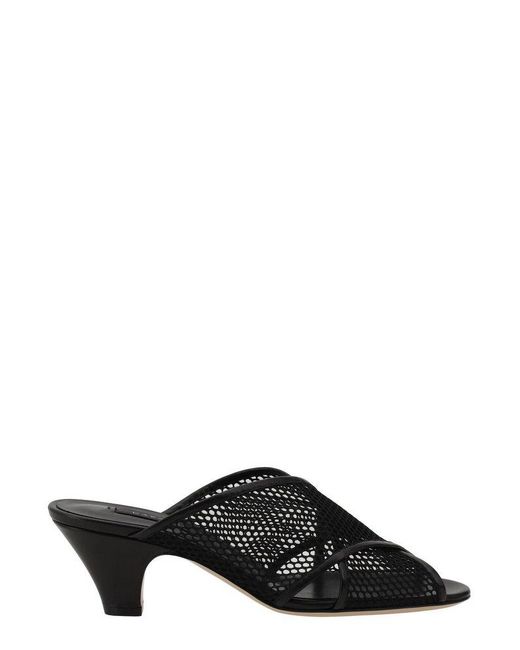 Casadei Black Muni Mesh-Design Mules