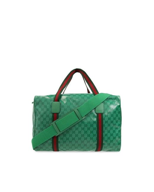 Gucci Large Jumbo Gg Leather Duffle Bag In Green