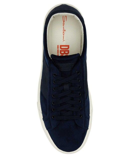 Santoni Blue Logo-debossed Low-top Sneakers for men