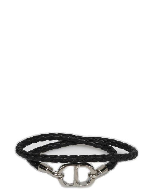 Dior Black Logo Plaque Braided Bracelet for men