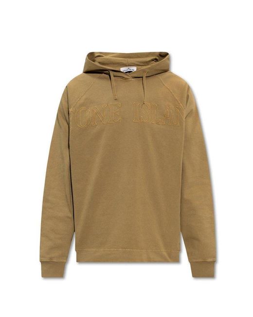 Stone Island Natural Hoodie With Logo for men