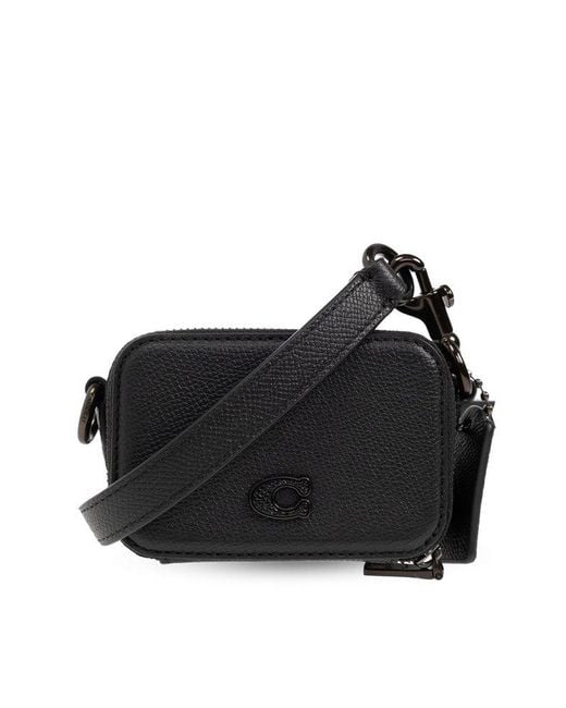 COACH Black Card Holder With Strap,