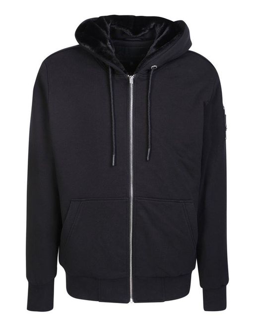 Moose Knuckles Zip-up Cotton Black Hoodie From in Blue for Men | Lyst