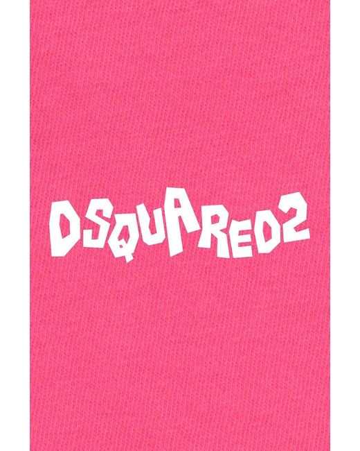 DSquared² Red Logo Printed Crewneck T-shirt