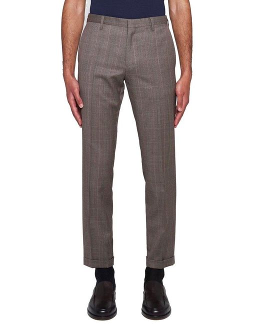 Paul Smith Gray Slim-fit Checked Trousers for men