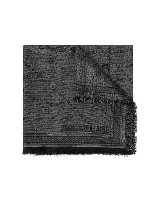 【関税込み】Glenn Monogram Scarf - Zadig & Voltaire - Viscos Zadig & Voltaire Scarf Glenn in Black | Lyst