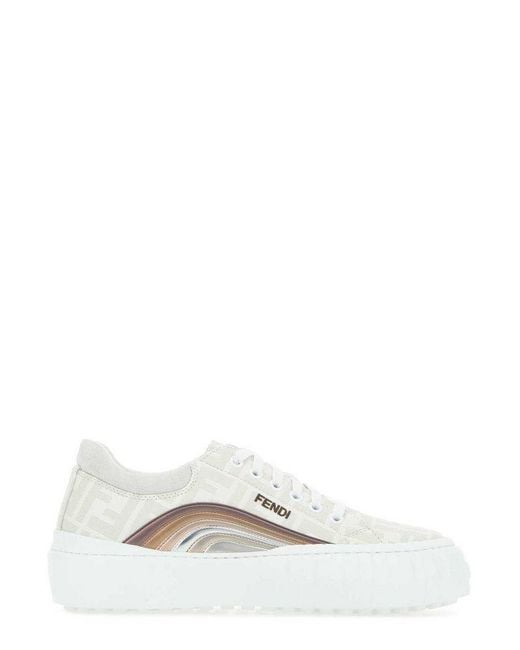 Fendi White Monogram Lace-up Sneakers