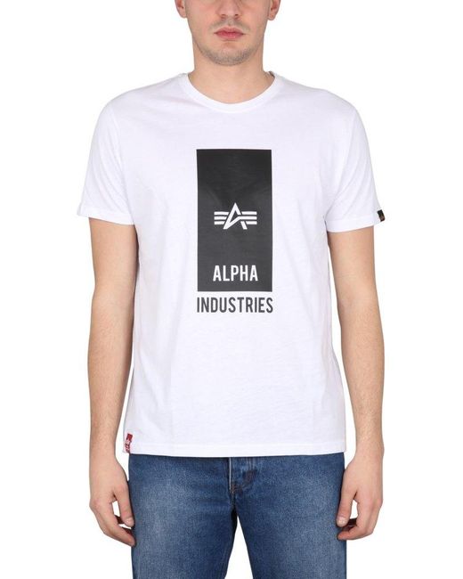 Alpha Industries Blue Iconic Logo Tee for men