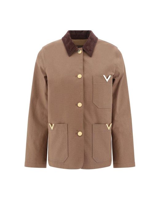 Valentino Brown Couture Canvas Straight Hem Jacket