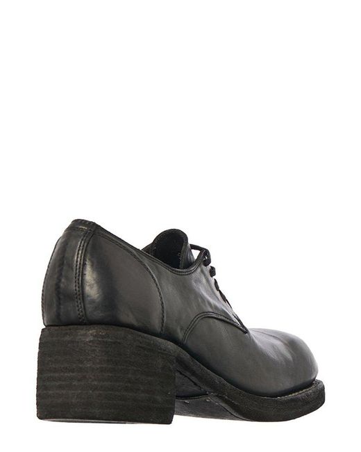 Guidi Black Squared-toe Derby Lace-up Shoes