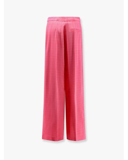 Semicouture Pink Wide Leg Trousers