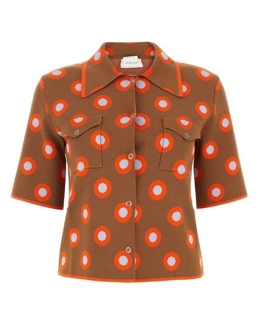 Sportmax Orange Buttoned All-over Patterned Cardigan