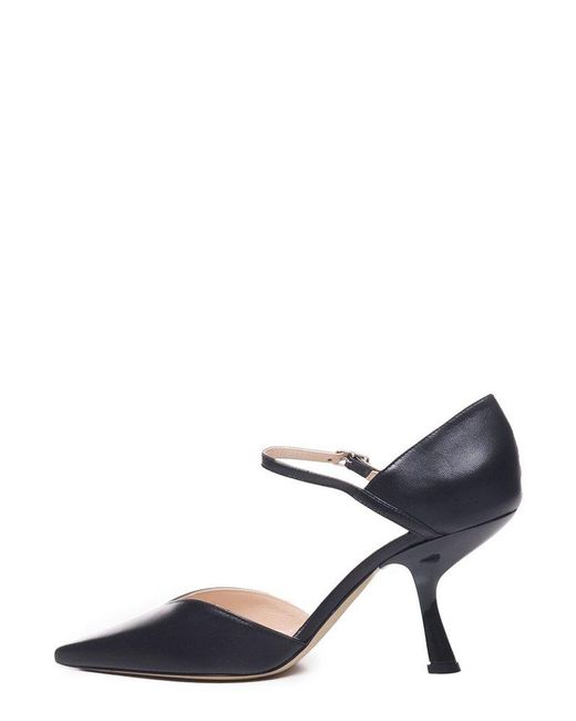 Alchimia Black Ankle Strap Pointed Toe Pumps
