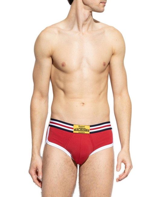 DSquared² Red Briefs With Logo for men