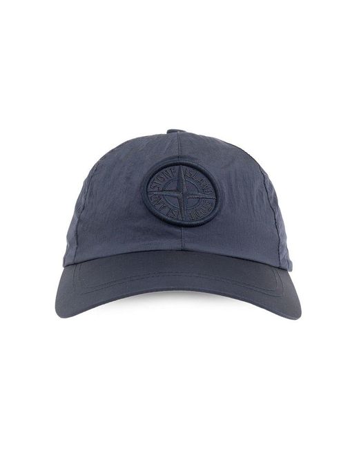 Stone Island Blue Baseball Cap With Logo, for men