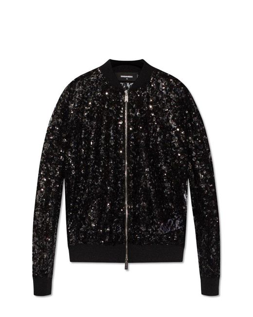 DSquared² Black Jacket With Sequin Embroidery, for men