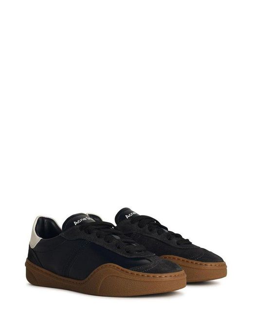 Acne Black Logo Printed Lace-Up Sneakers