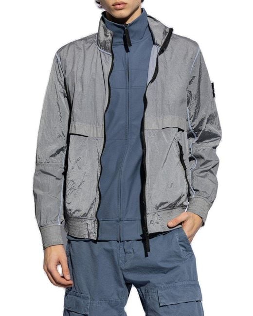 Stone Island Gray Jacket With Stand Collar, for men