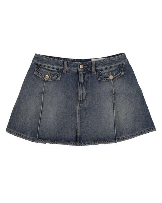 McQueen Denim Mini Skirt in Blue | Lyst