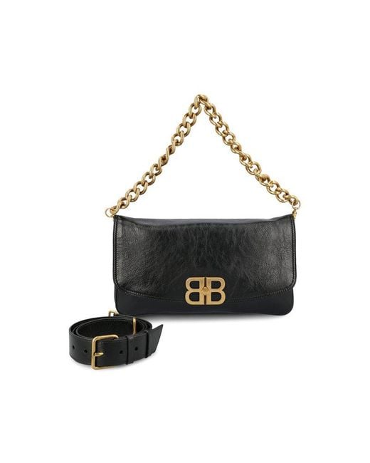 Balenciaga Black Bb Soft Medium Flap Shoulder Bag