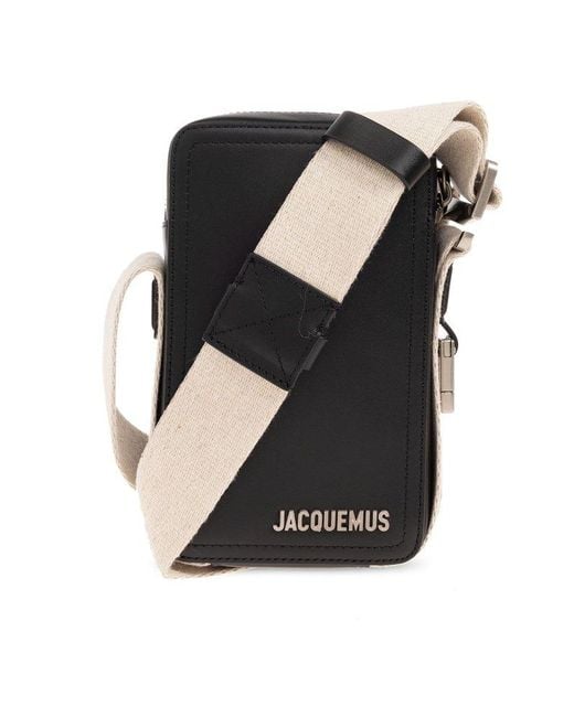 Jacquemus Black Smooth Calf Leather Messenger Bag for men