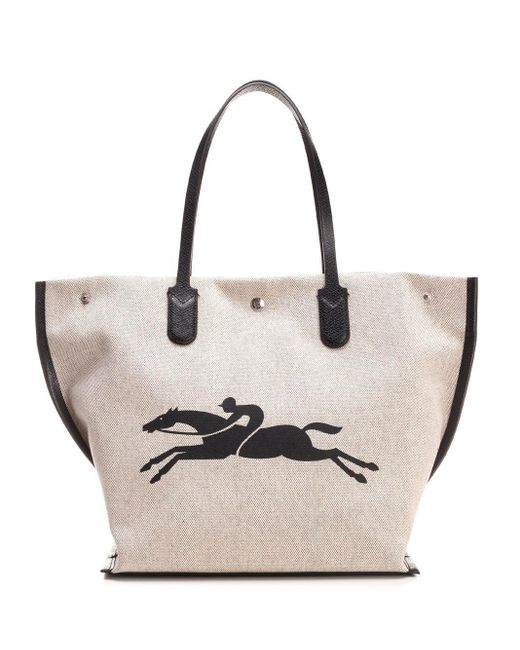 Longchamp White Roseau Shopping Tote Bag