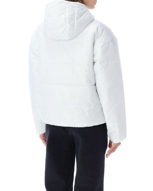 Nike Synthetic Logo Printed Zipped Hooded Quilted Jacket in White | Lyst  Australia