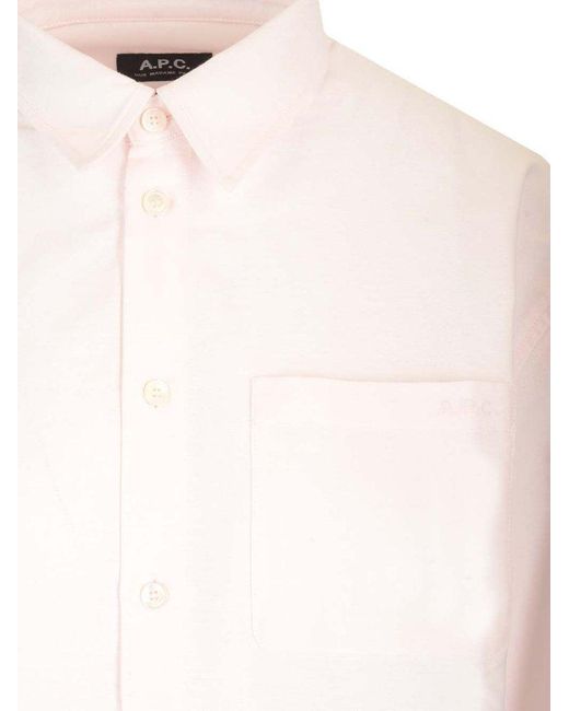 A.P.C. White Long-Sleeved Straight-Hem Shirt