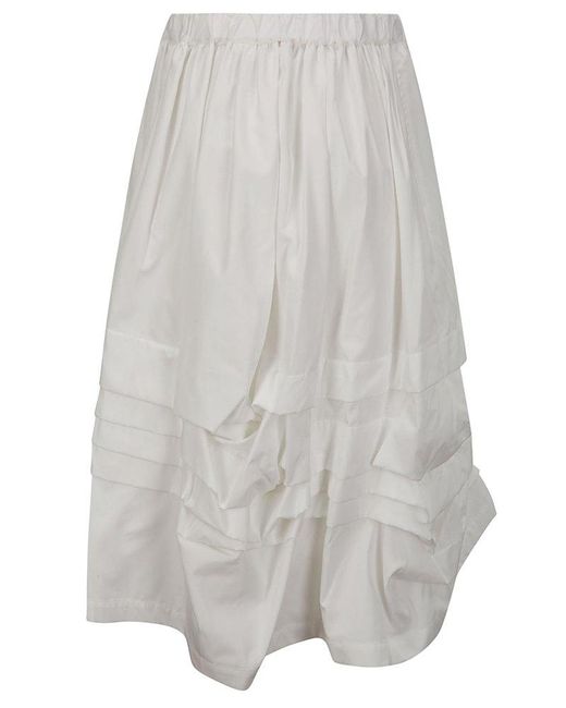 Comme des Garçons White Asymmetric Hem Ruffled Skirt