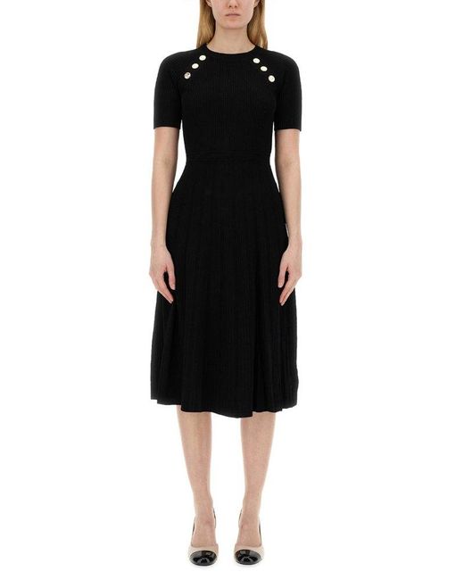 MICHAEL Michael Kors Black Stretch Knit Longuette Dress
