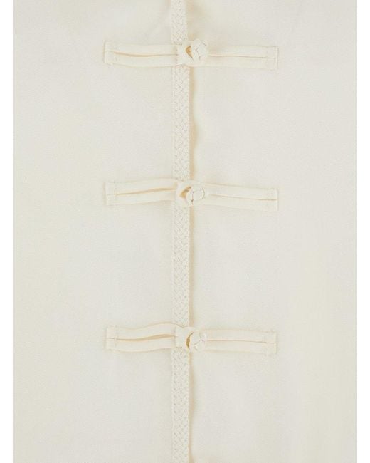 Rohe White V Neck Blouse With Toggle Front