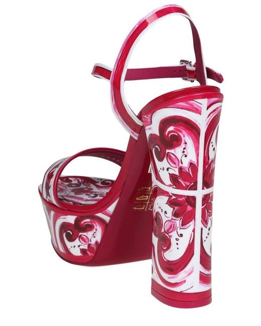Dolce & Gabbana Pink Dolce & Gabbaba Multicolor Platform Sandal